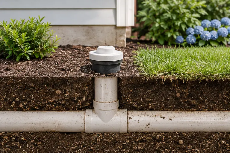 Clean residential sewer-line cleanout and underground pipe section
