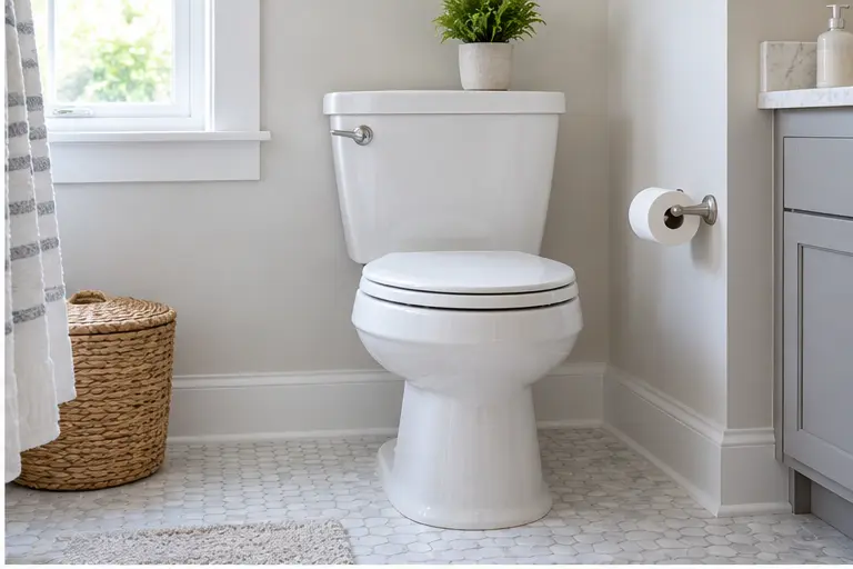 Modern clean residential bathroom with a white toilet